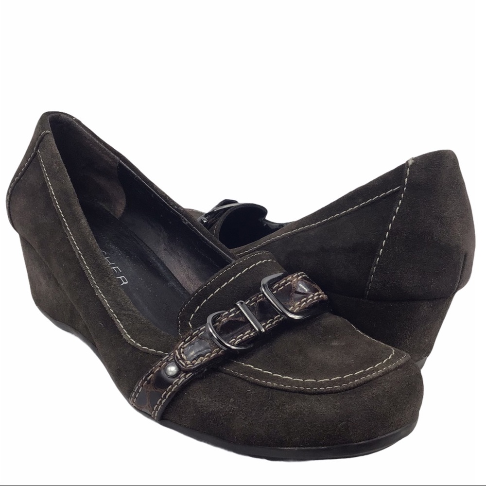 💙 MARC FISHER BROWN SUEDE LEATHER WEDGE SHOES